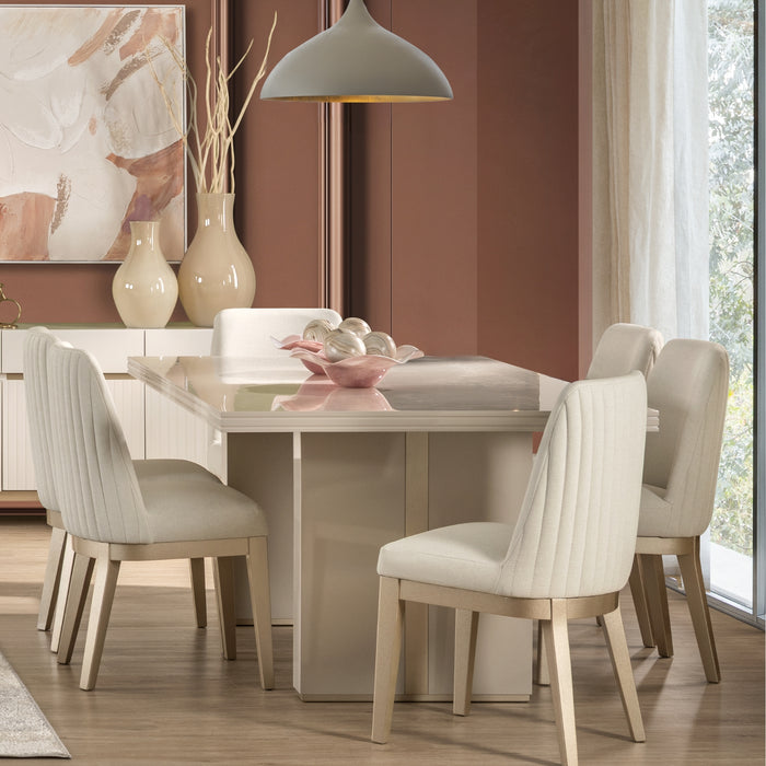 Comedor 6 Puestos Marcus Velvet Siena Avellana, Champaña