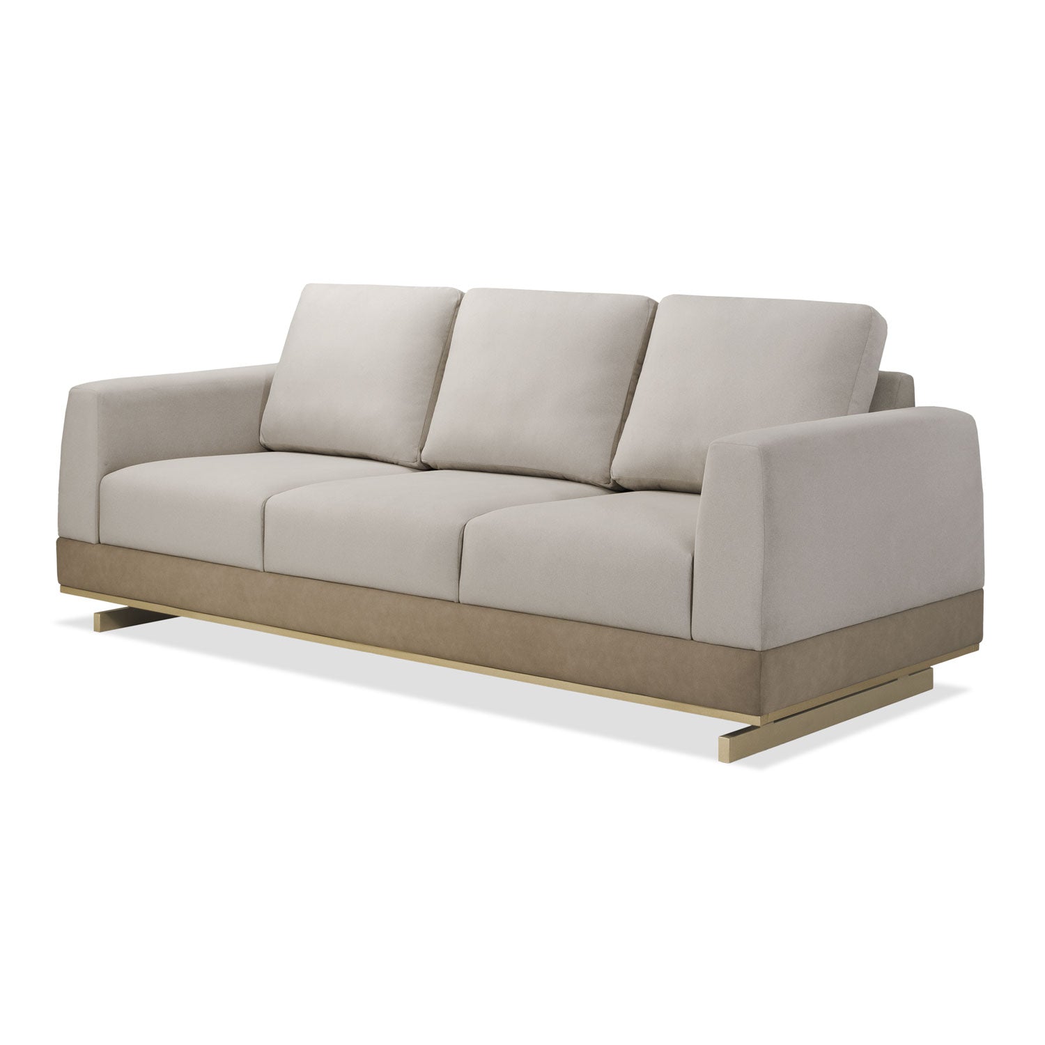 Sofa 3 Puestos Marcus Velvet Siena Avellana, Champaña