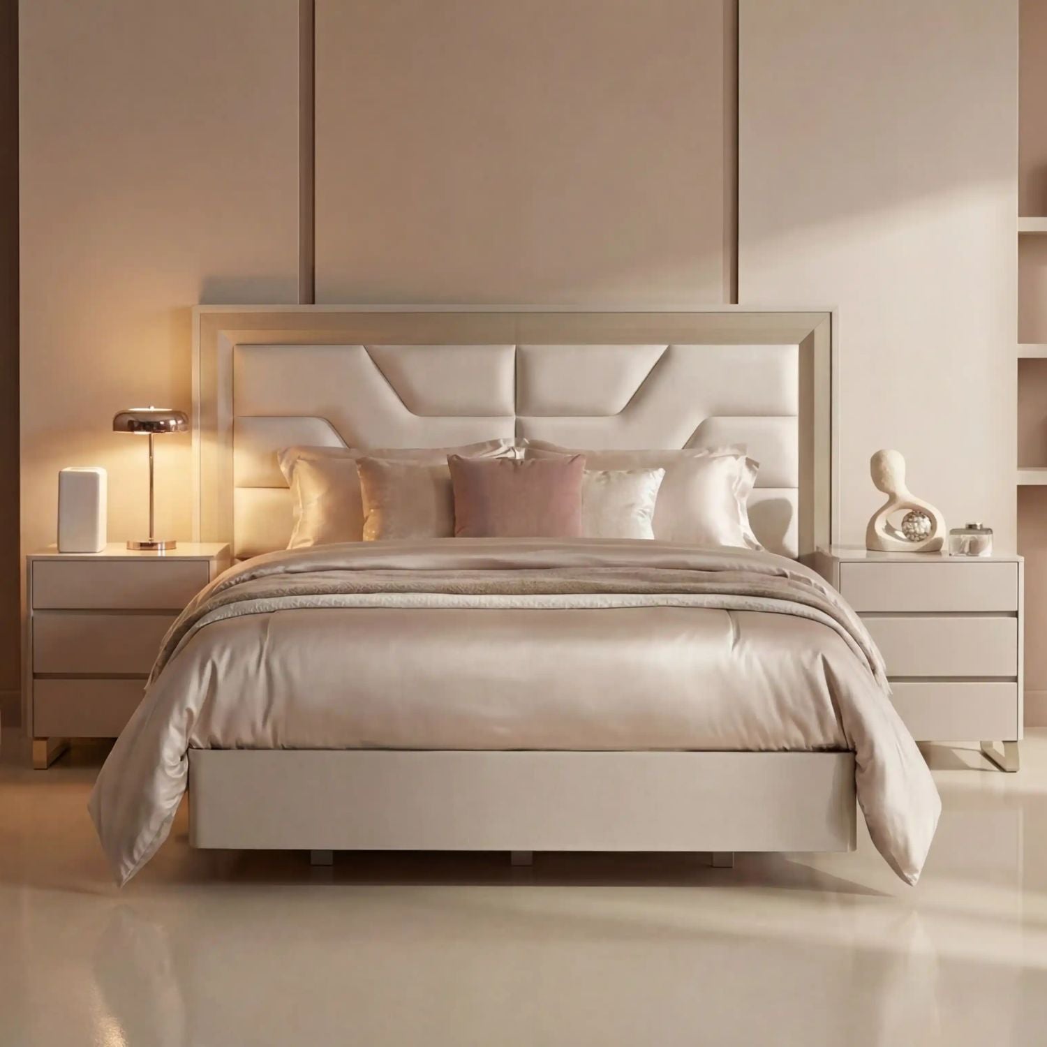 Cama King Bulgari Greige, Champaña