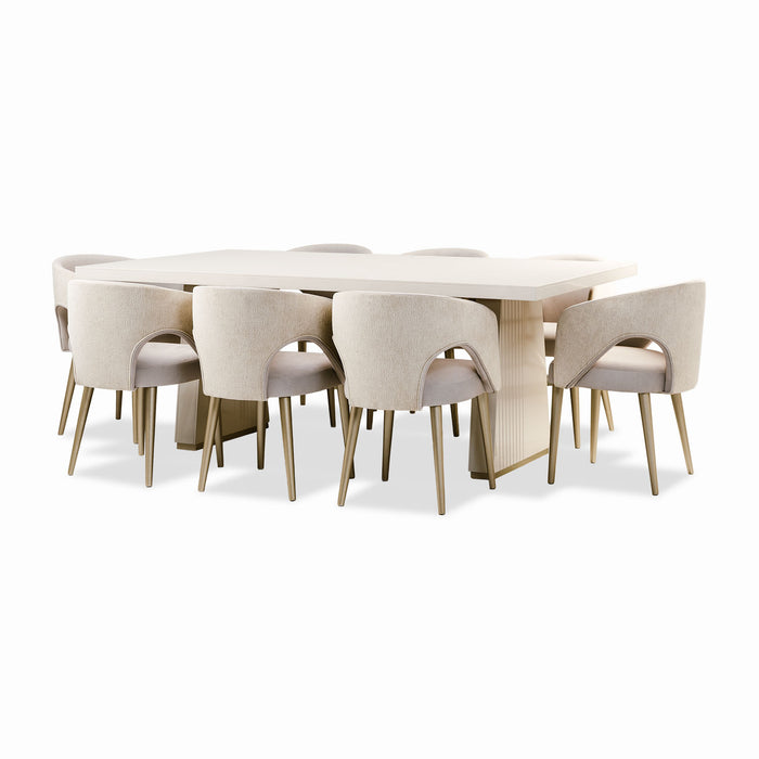 Comedor 8 Puestos Denver Velvet Beige, Champaña