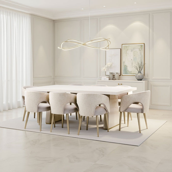 Comedor 8 Puestos Denver Velvet Beige, Champaña