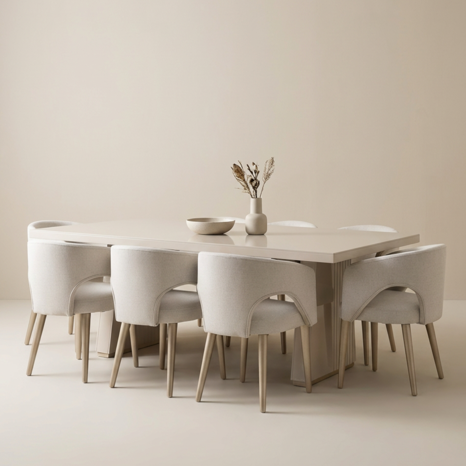 Comedor 8 Puestos Denver Velvet Beige, Champaña