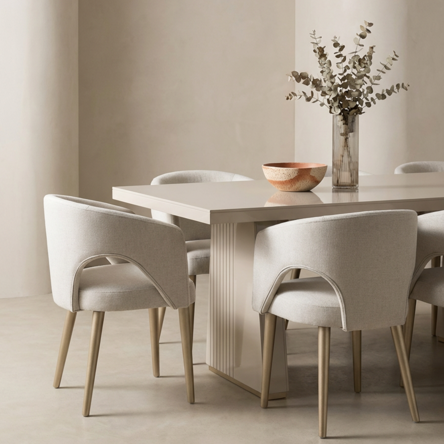 Comedor 8 Puestos Denver Velvet Beige, Champaña