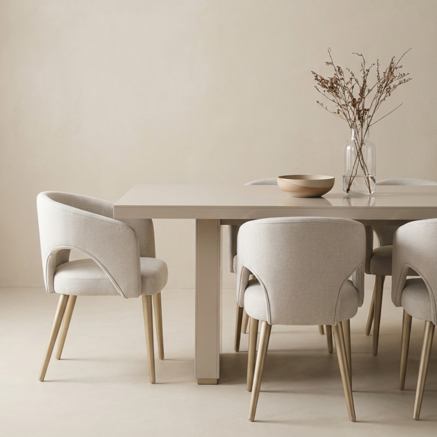 Comedor 8 Puestos Denver Velvet Beige, Champaña