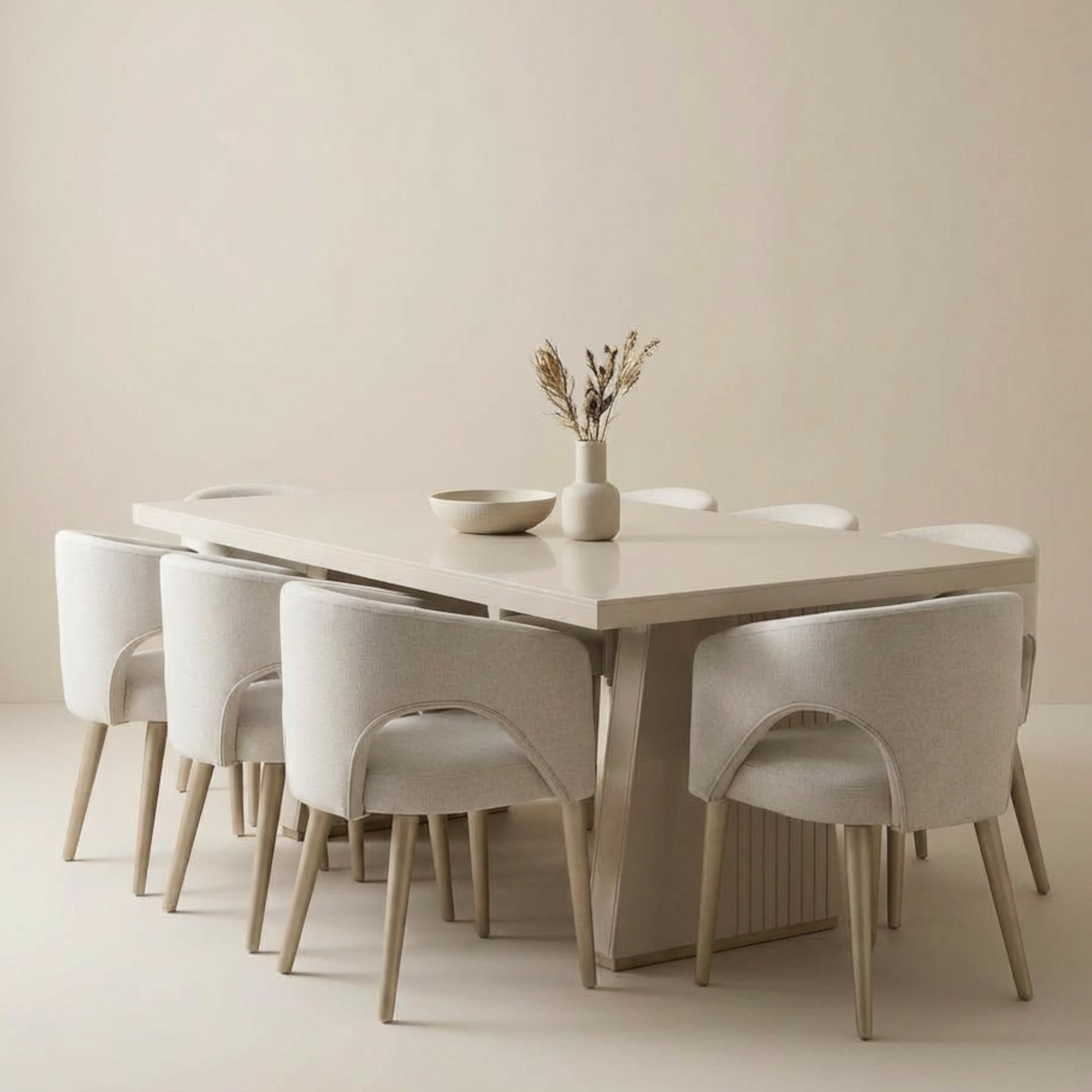 Comedor 8 Puestos Denver Velvet Beige, Champaña