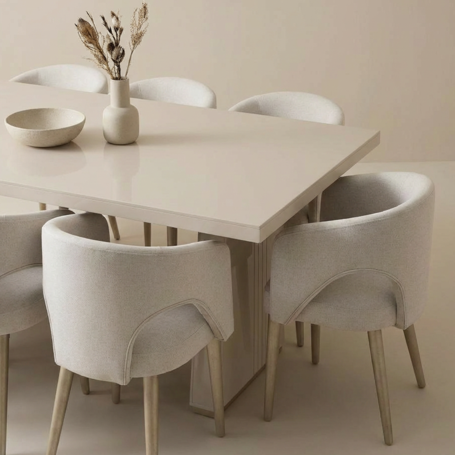 Comedor 8 Puestos Denver Velvet Beige, Champaña