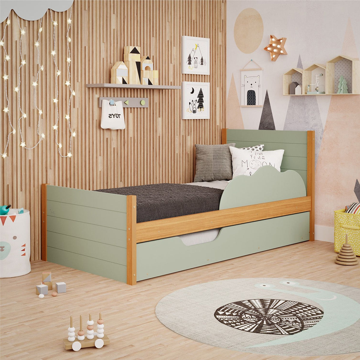 Cama Auxiliar Dúplex Gerry Verde Menta, Natural