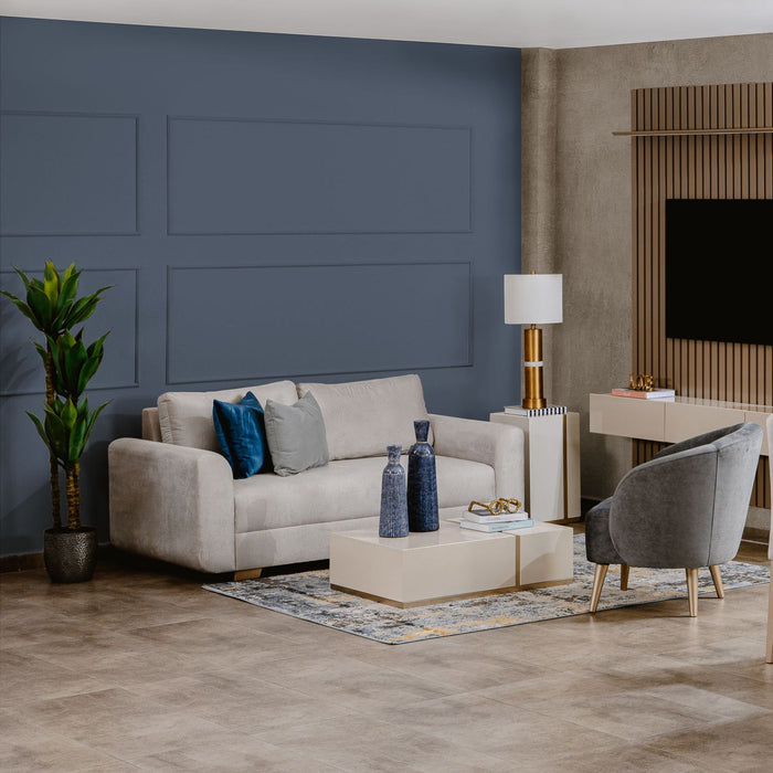 Sofa 3 Puestos Milu Velvet Suprema Sand, Champaña