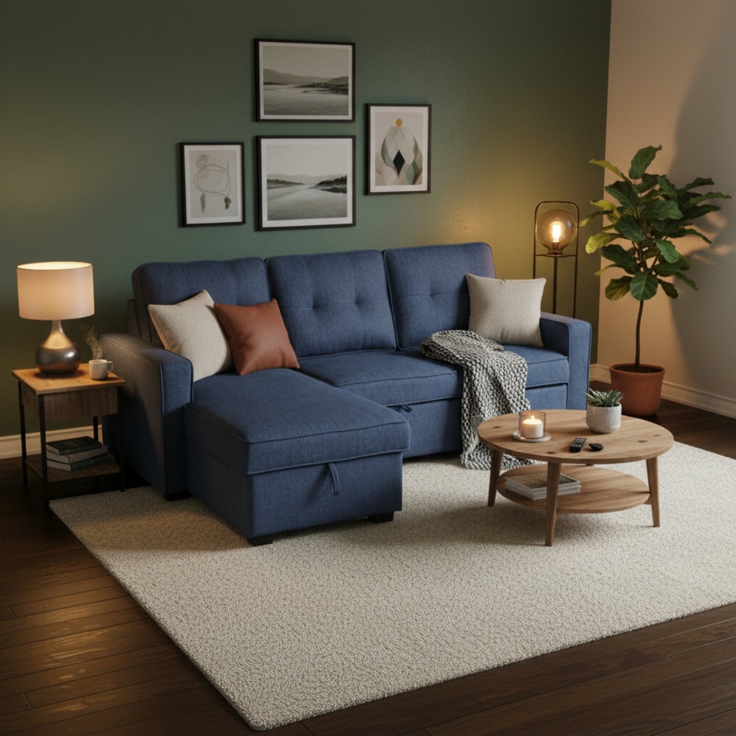 Sala Rinconera Molly Microfibra Azul