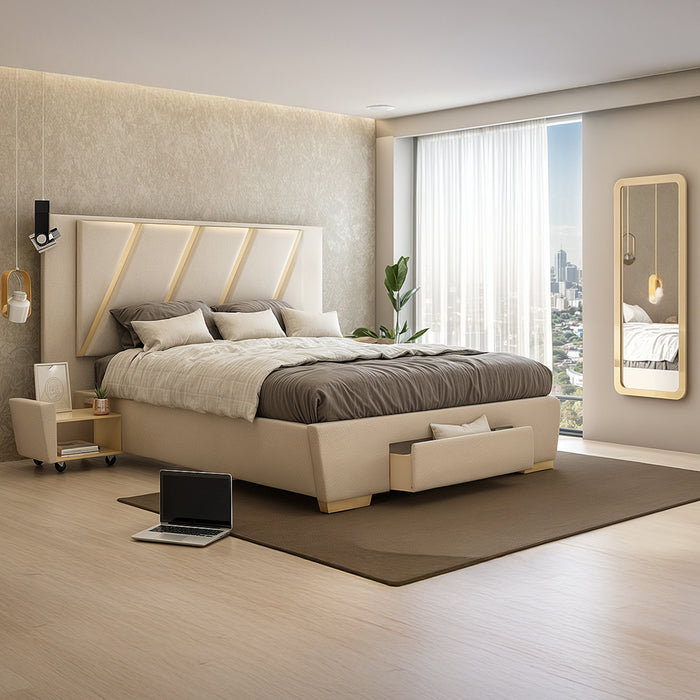 Cama Queen Kenni Perla, Champaña
