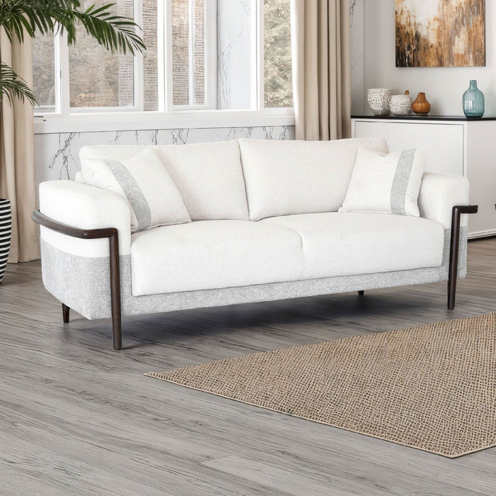 Sofá 3 Puestos Ginebra Lino York Home, Beige, Gris, Natural Oscuro