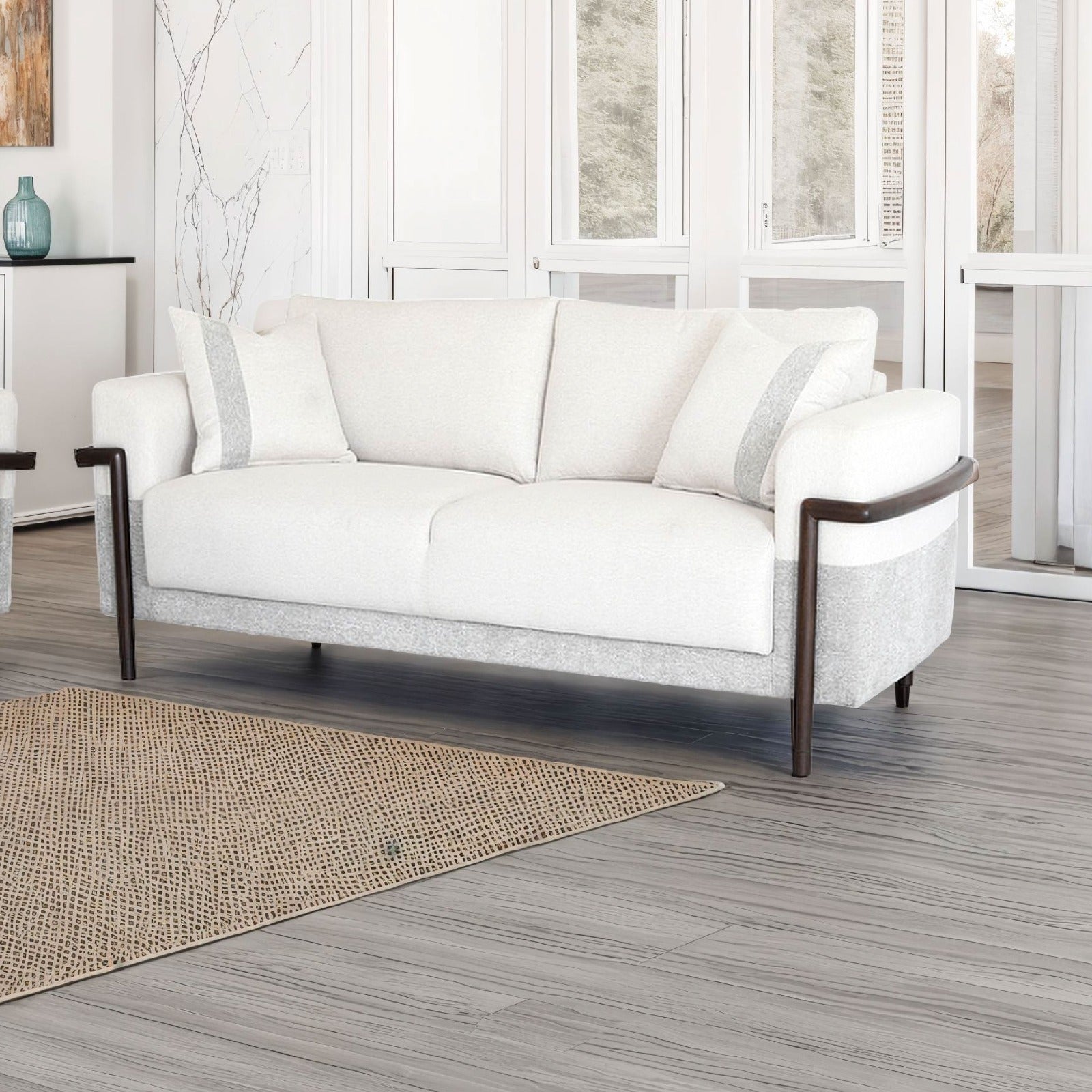 Sofá 2 Puestos Ginebra Lino York Home, Beige, Gris, Natural Oscuro