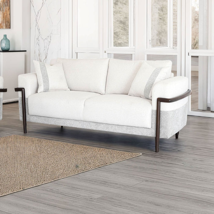 Sofá 2 Puestos Ginebra Lino York Home, Beige, Gris, Natural Oscuro