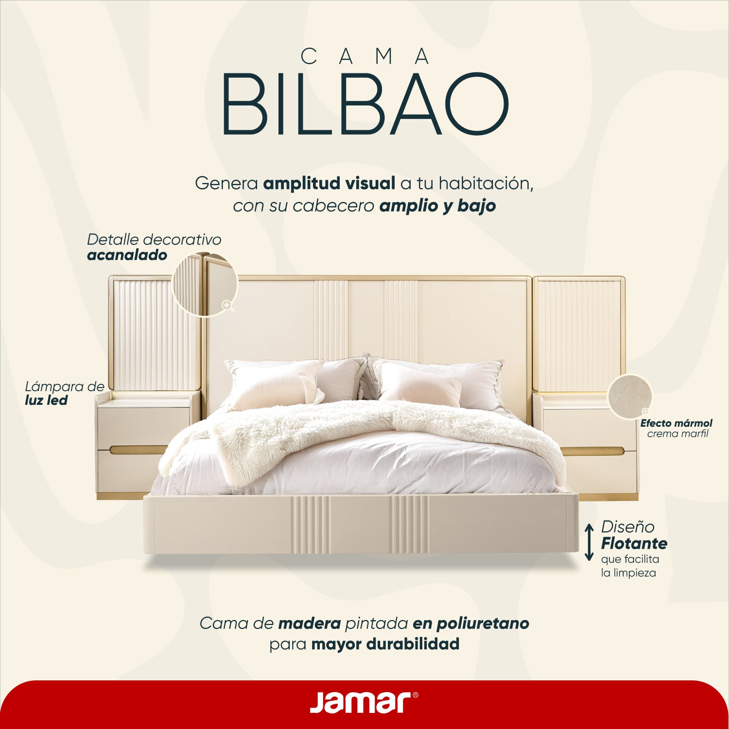Cama Full Bilbao Greige, Champaña