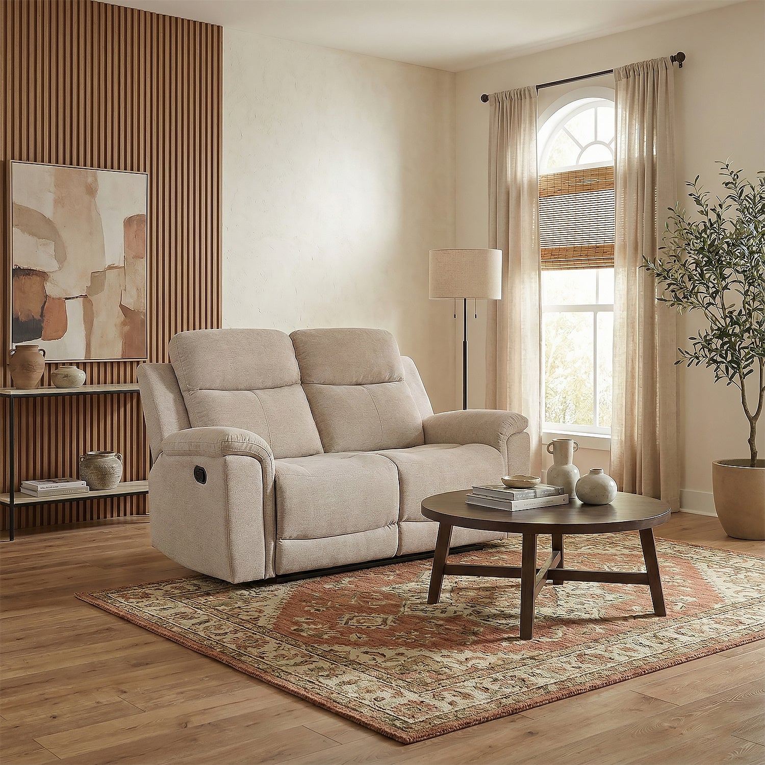Sofá Reclinable 2 Puestos Chick Lino Beige