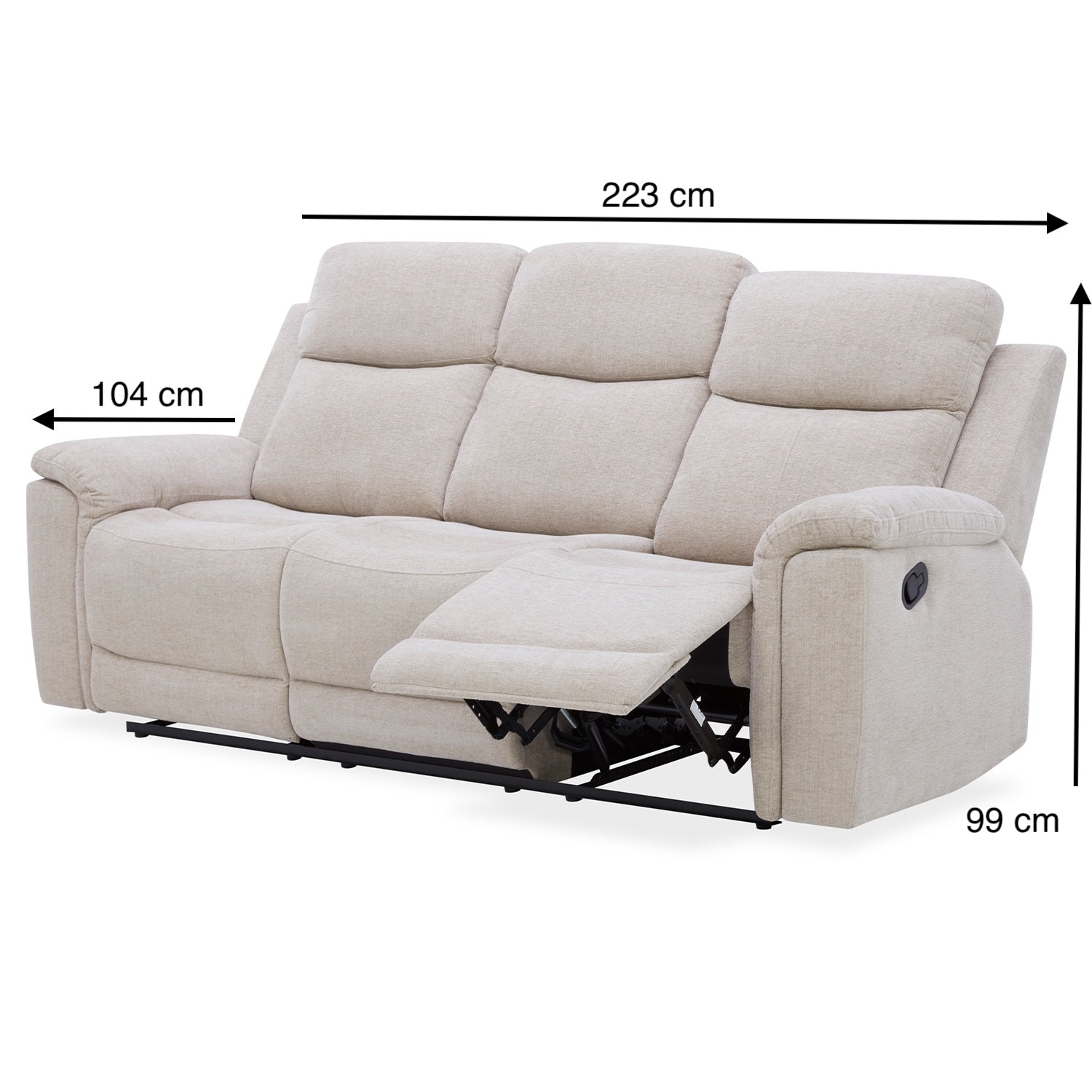 Sofá Reclinable 3 Puestos Chick Lino Beige