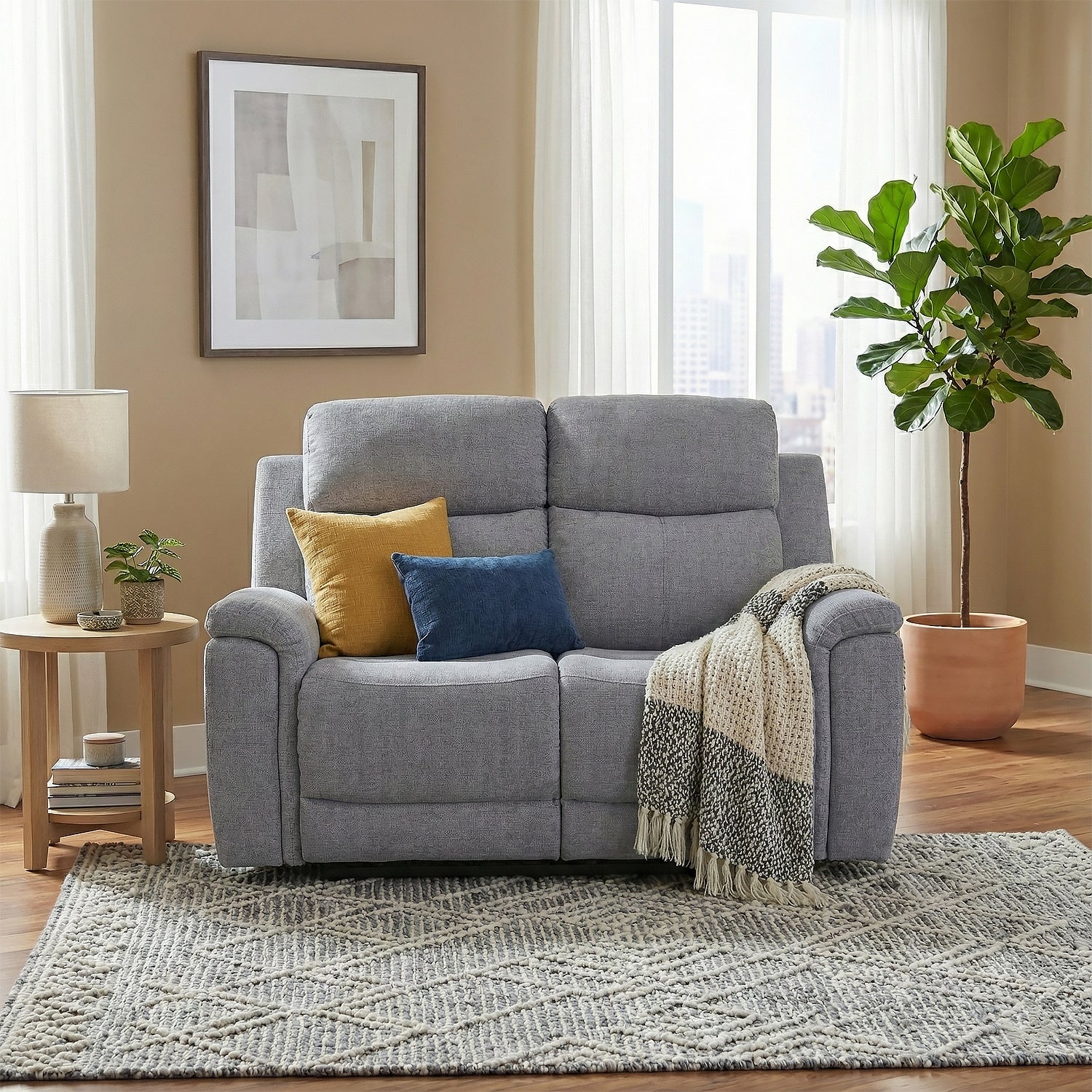 Sofá Reclinable 2 Puestos Chick Lino Gris