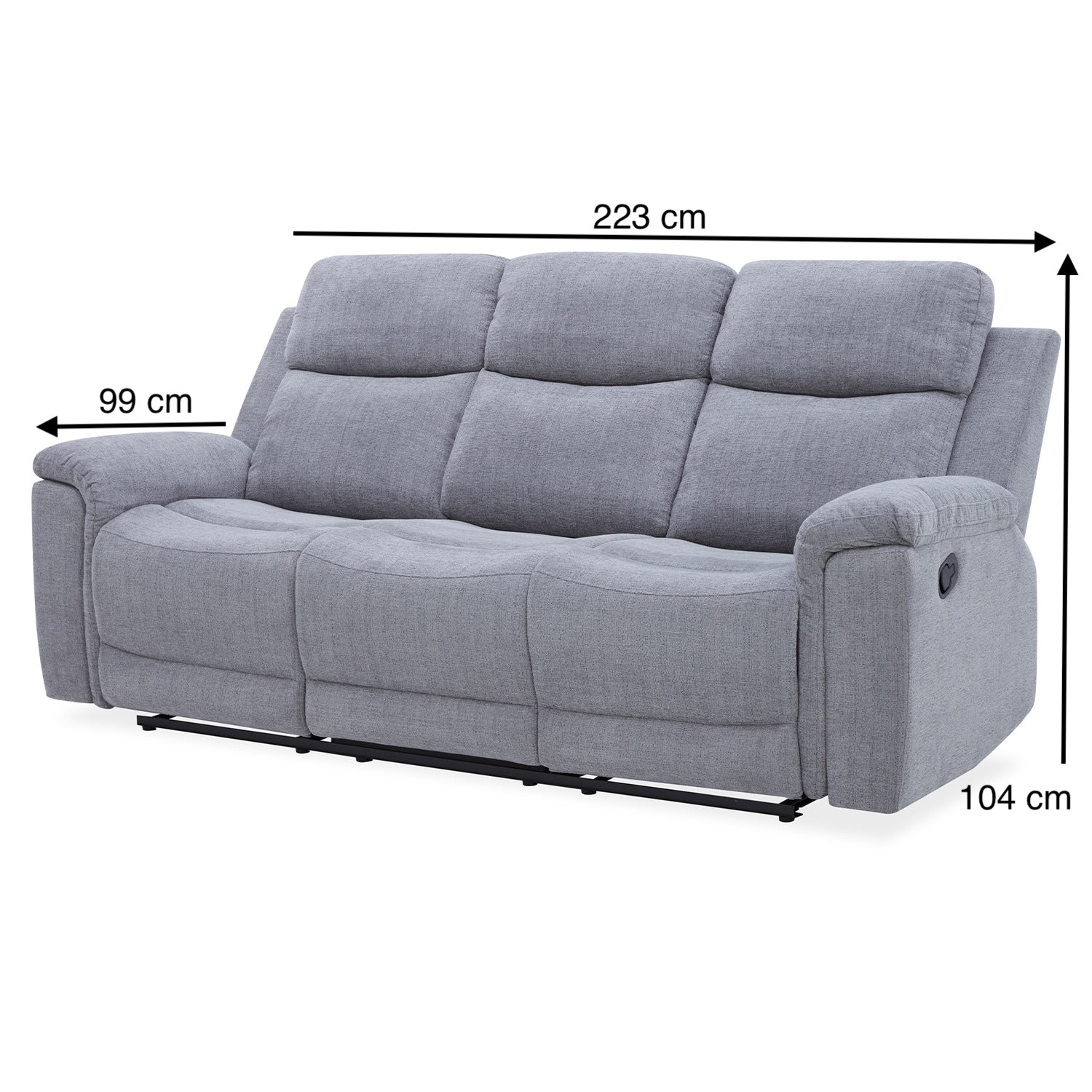 Sofá Reclinable 3 Puestos Chick Lino Gris