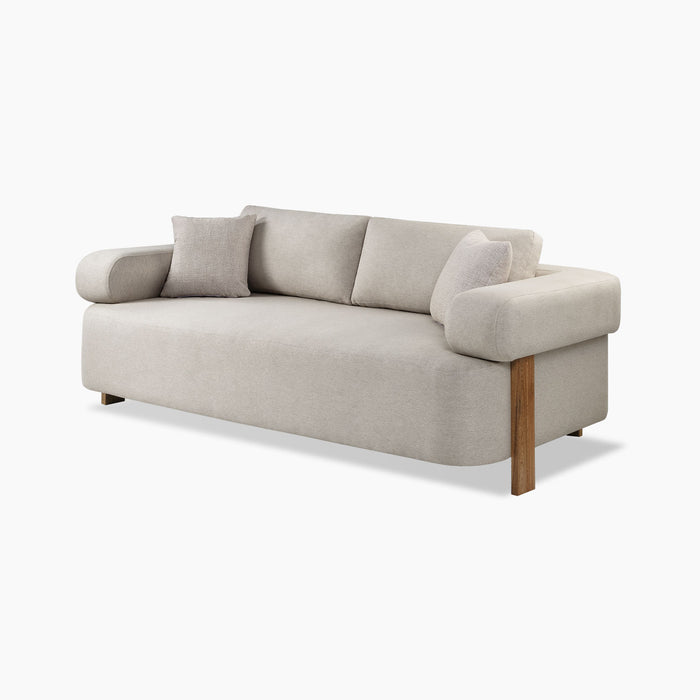 Sofá 3 Puestos Sabina Lino York Home Beige, Natural