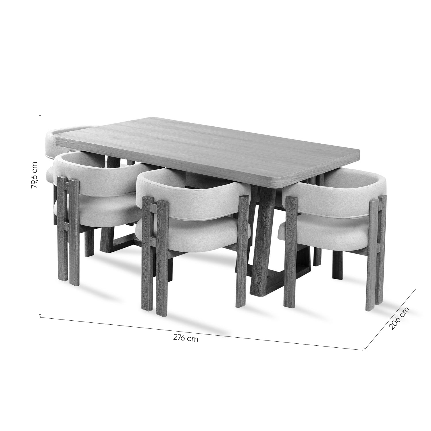 Comedor 6 Puestos Sabina Lino York Home Beige, Natural
