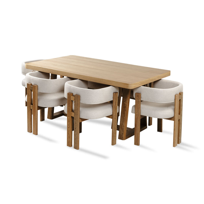 Comedor 6 Puestos Sabina Lino York Home Beige, Natural