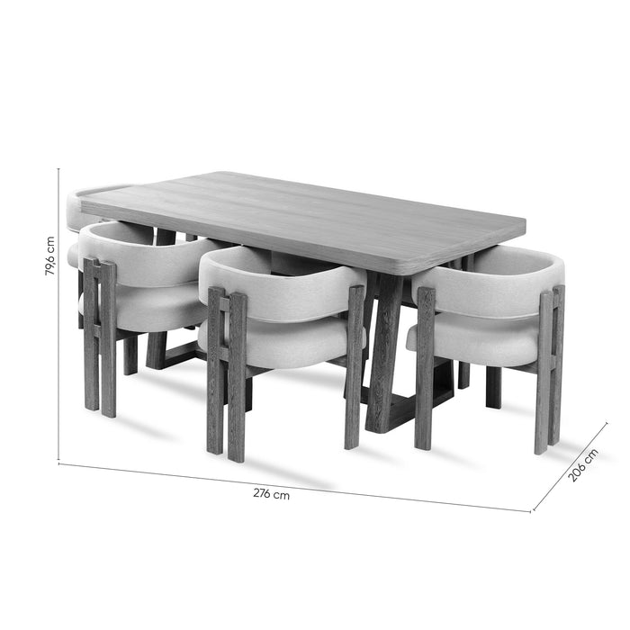 Comedor 6 Puestos Sabina Lino York Home Beige, Natural