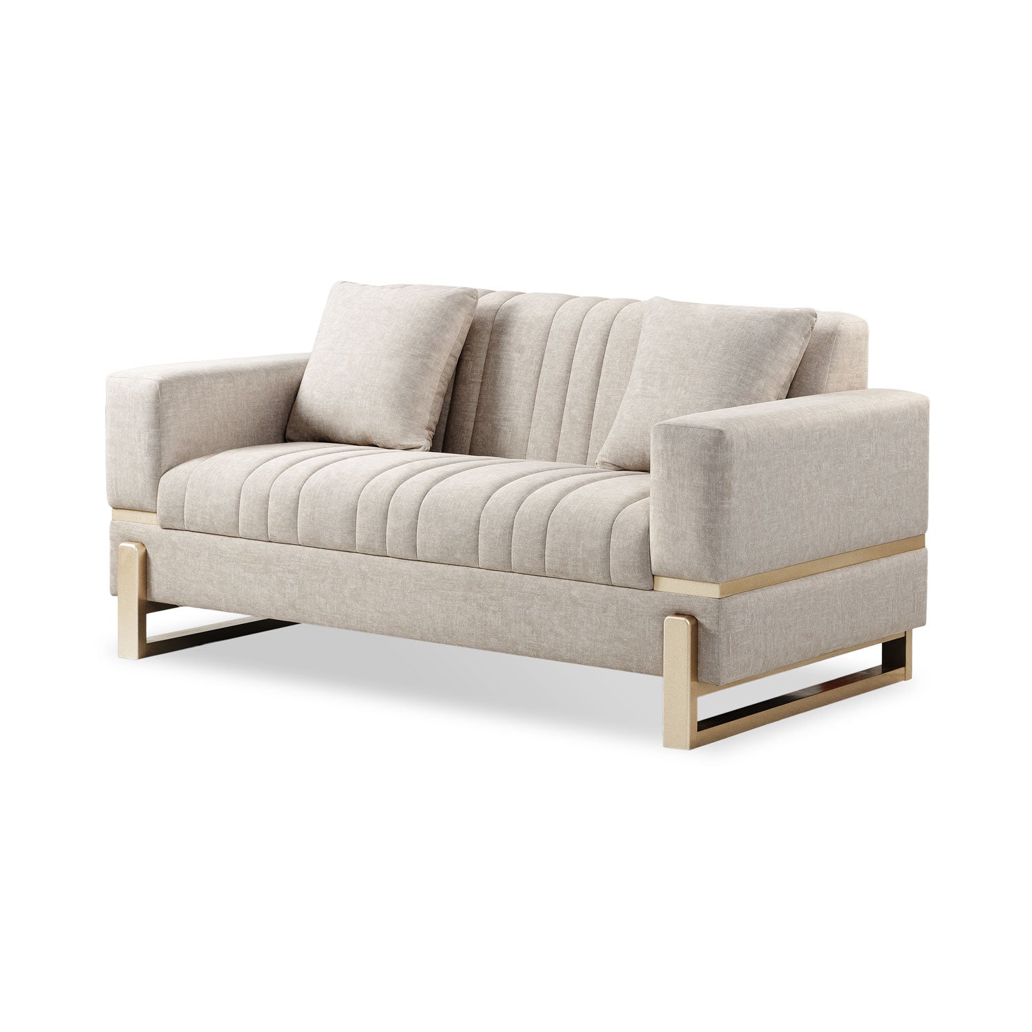 Sofá 2 Puestos Bonn Velvet Idilio Beige, Champaña