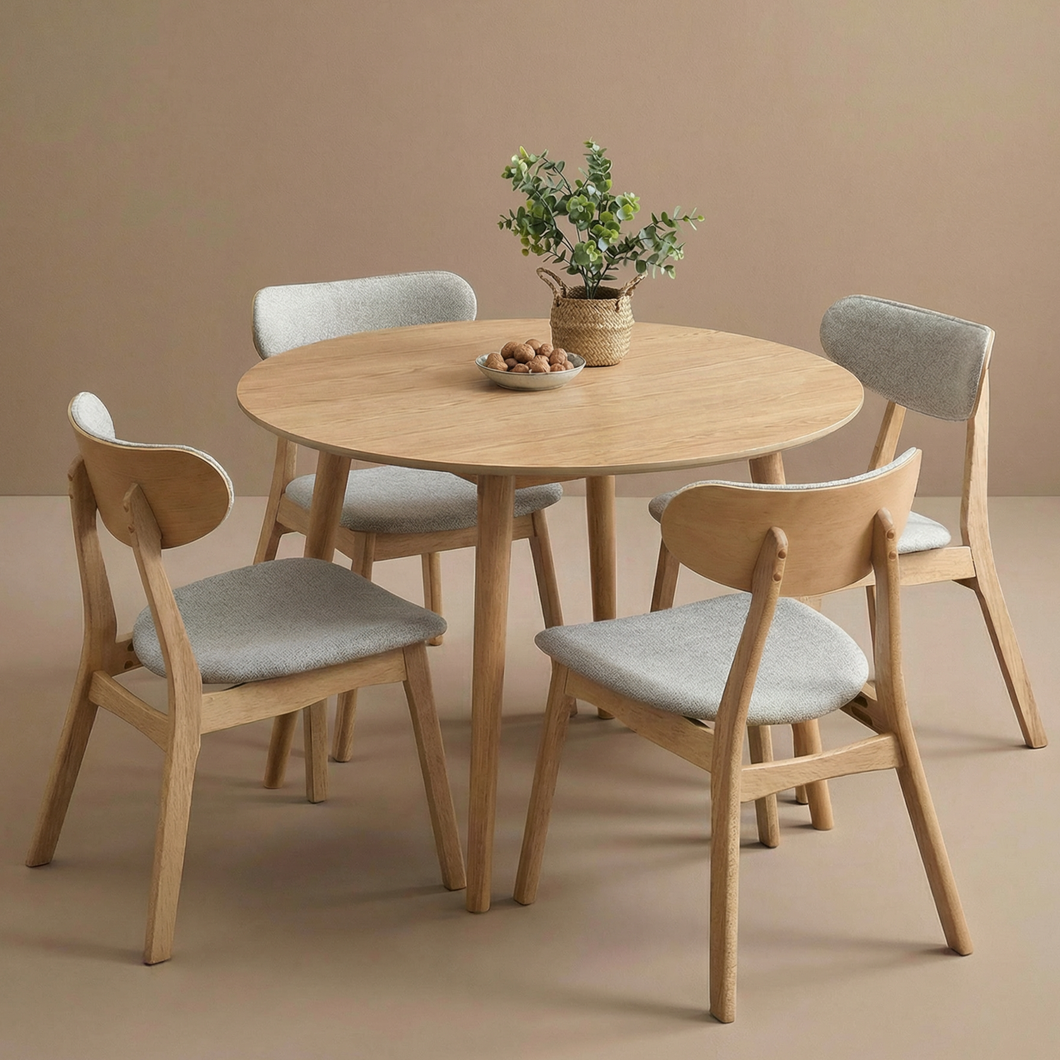 Comedor 4 Puestos Zoe Lino Beige, Natural