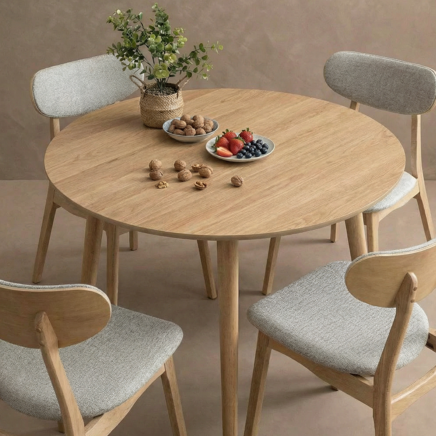 Comedor 4 Puestos Zoe Lino Beige, Natural