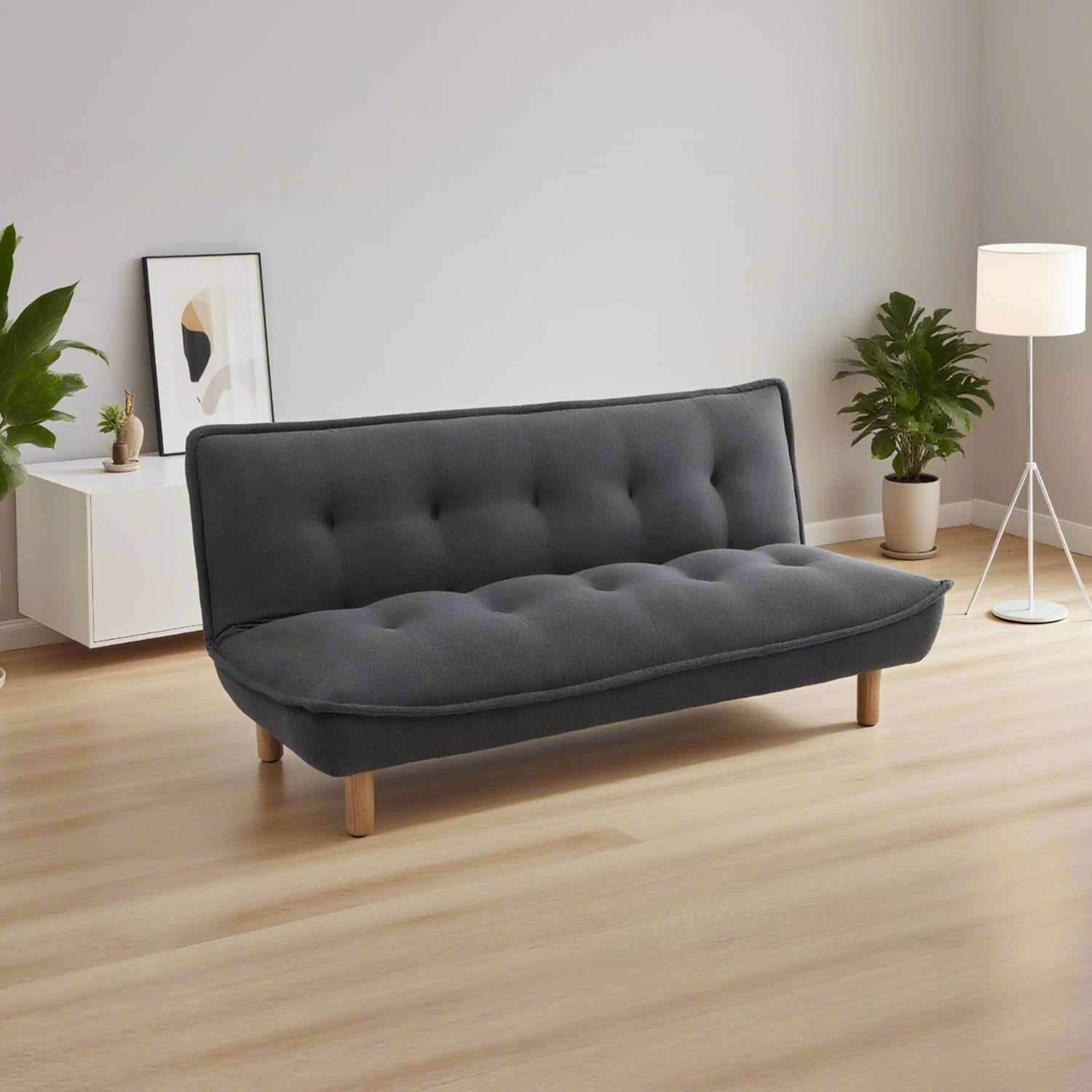 Sofá Cama Ali Boucle Gris Oscuro