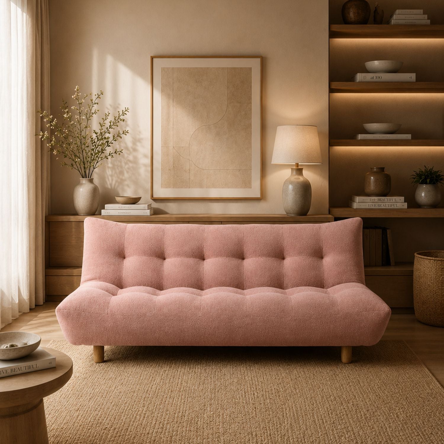 Sofá Cama Abby Boucle Rosado