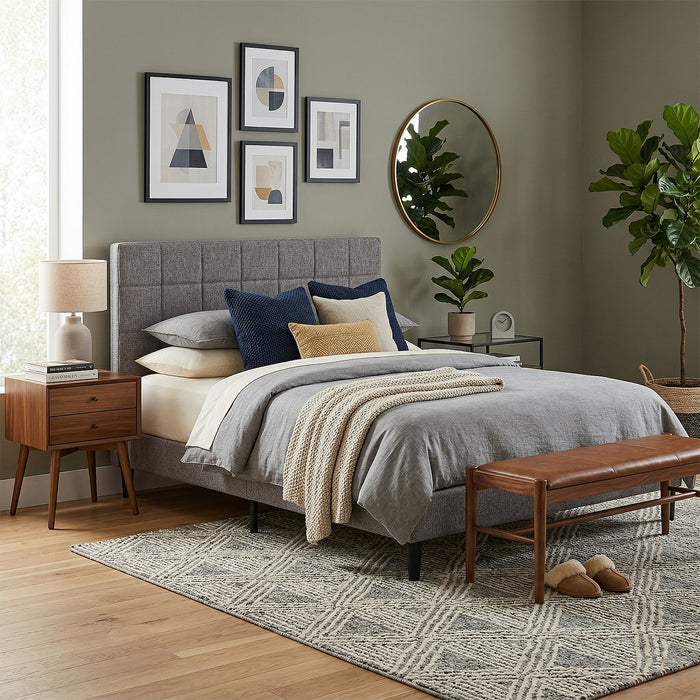 Cama Queen Nala Microfibra Gris