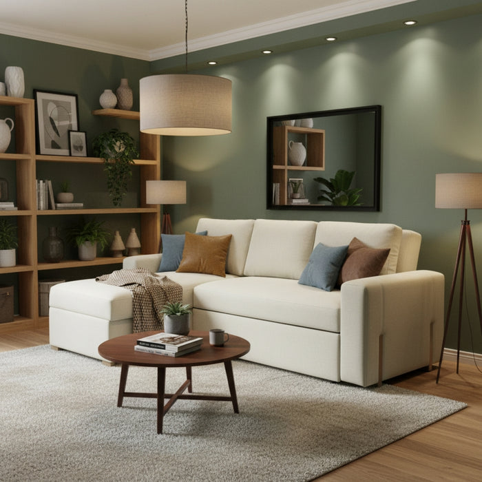 Sala Cama Sevilla Eurolino Blanco Puro, Champaña Izquierda