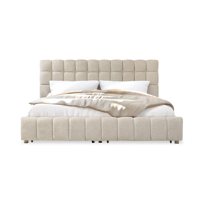 Cama Queen Oklam Microfibra Touch Almendra