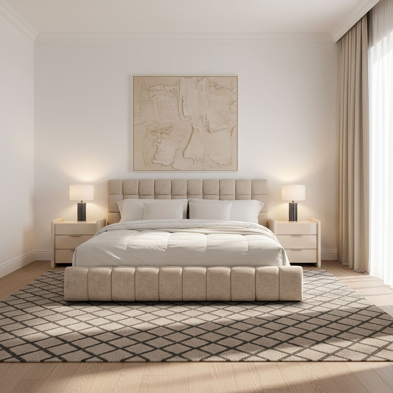 Cama King Oklam Microfibra Touch Almendra