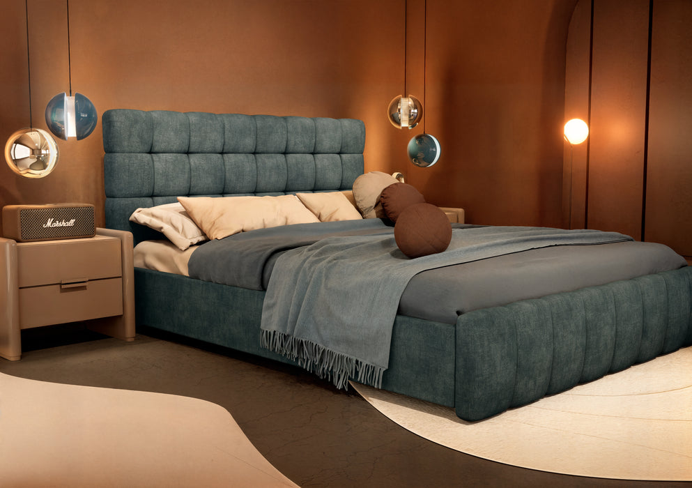 Cama Queen Oklam Chenille Koi Indigo