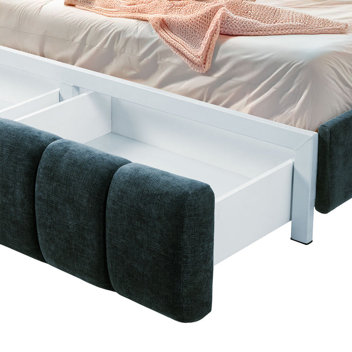 Cama Queen Oklam Chenille Koi Indigo