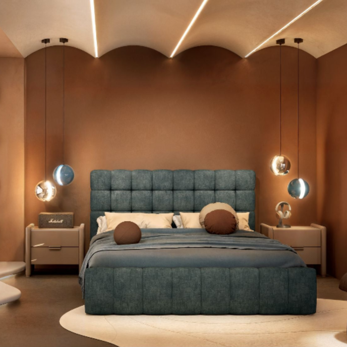 Cama Queen Oklam Chenille Koi Indigo