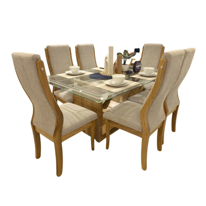 Comedor 6 Puestos Sebastian Gris, Natural