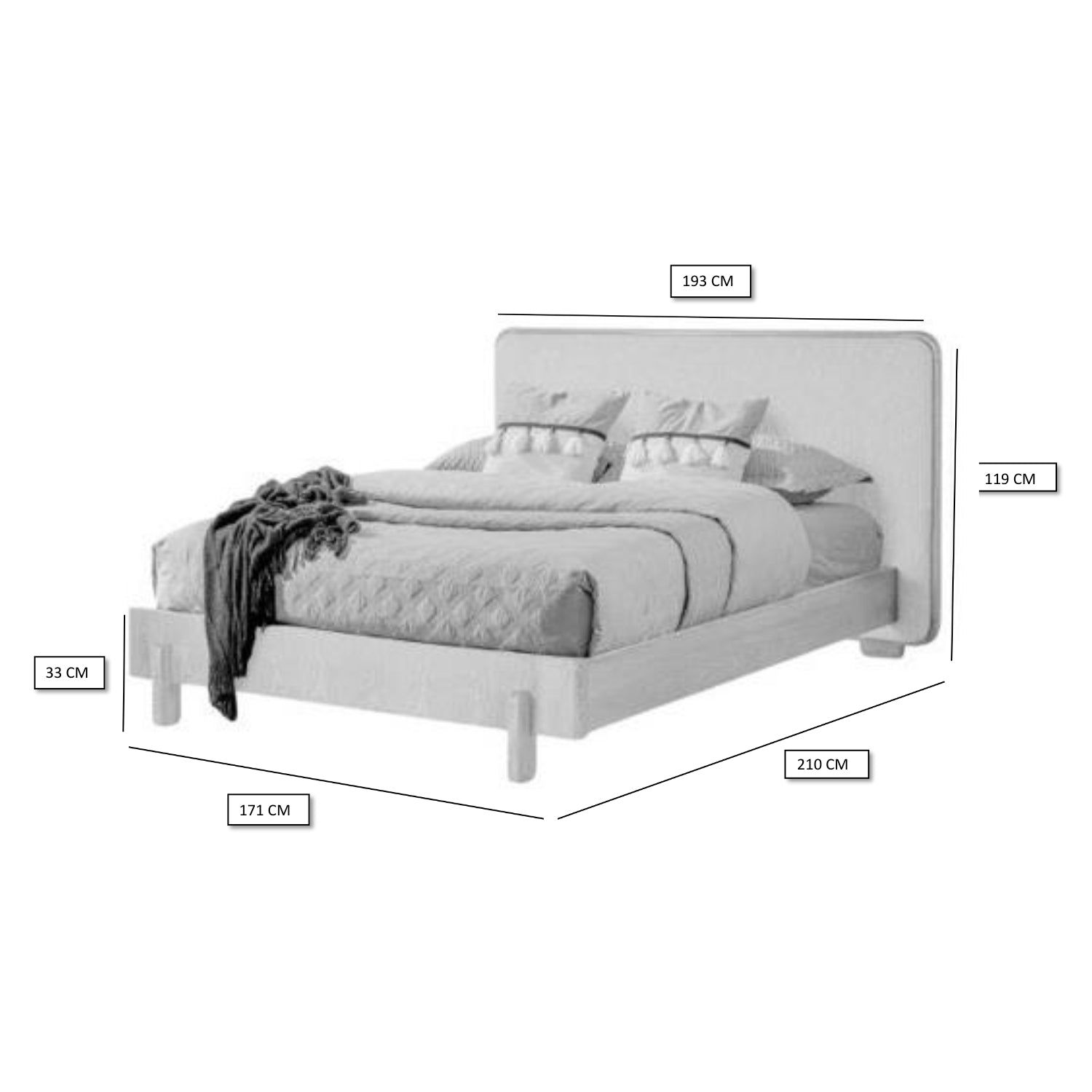 Cama Queen Donato Eurolino Marbella Marfil, Natural
