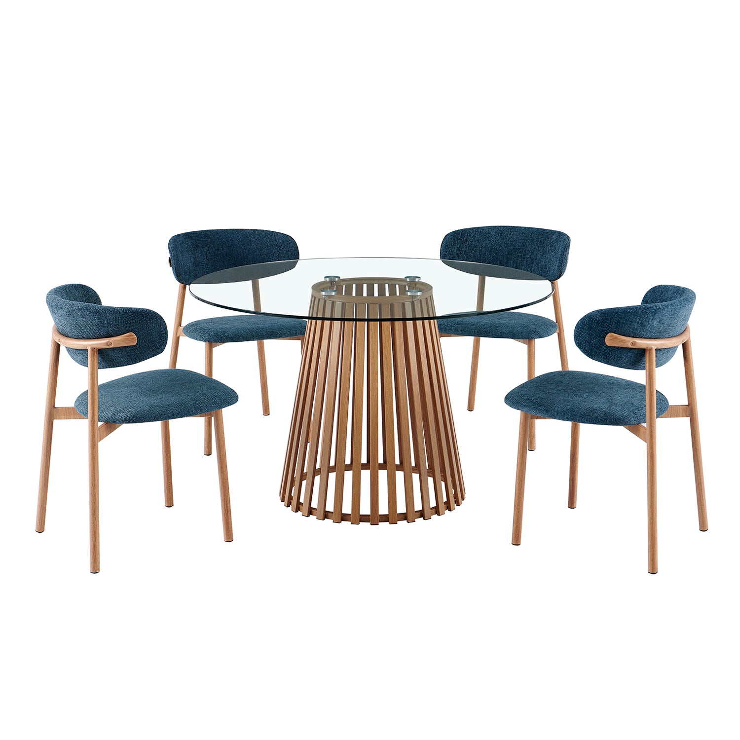 Comedor 4 Puestos Donato Azul, Natural Glass