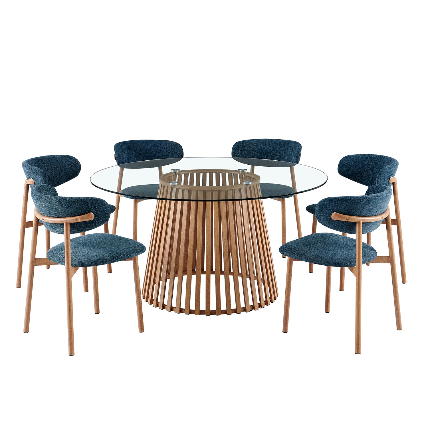 Comedor 6 Puestos Donato Azul, Natural Glass