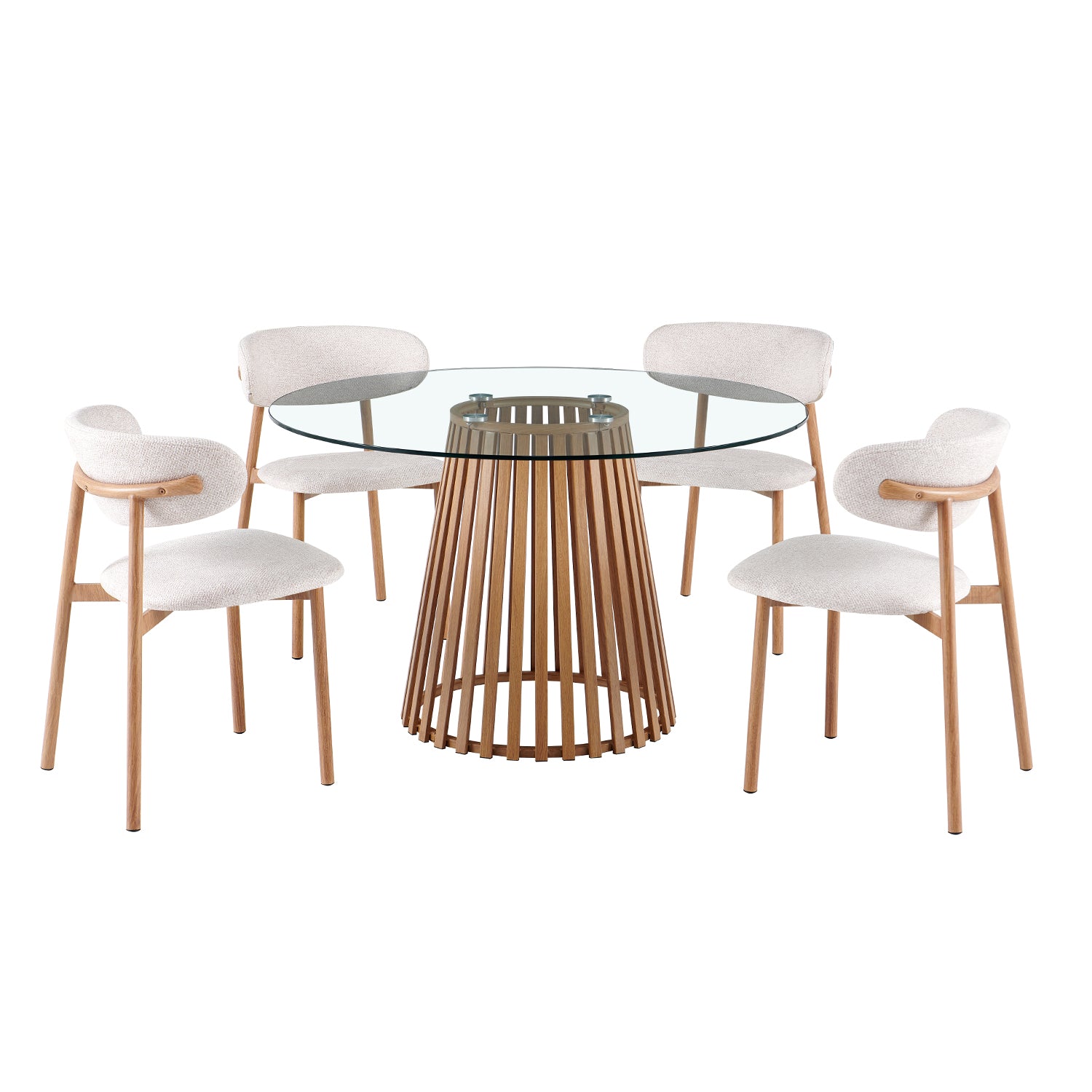 Comedor 4 Puestos Donato Beige, Natural Glass