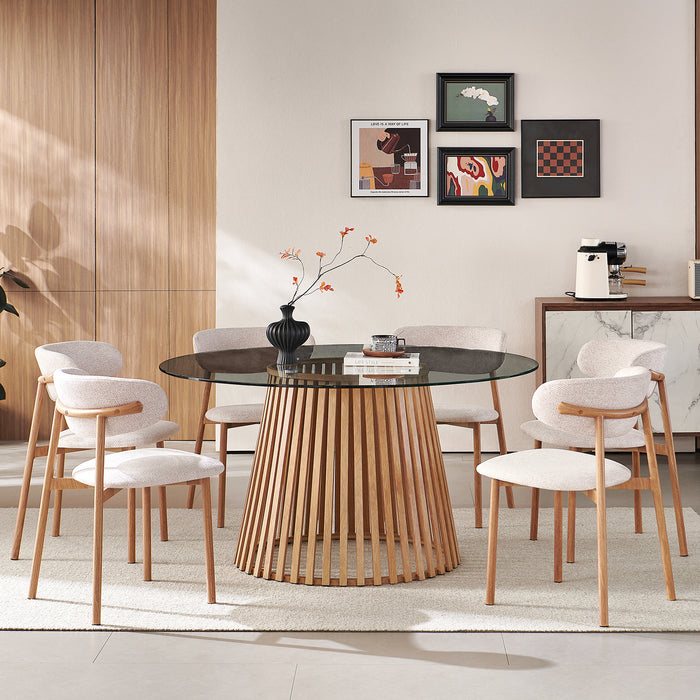 Comedor 6 Puestos Donato Beige, Natural Glass