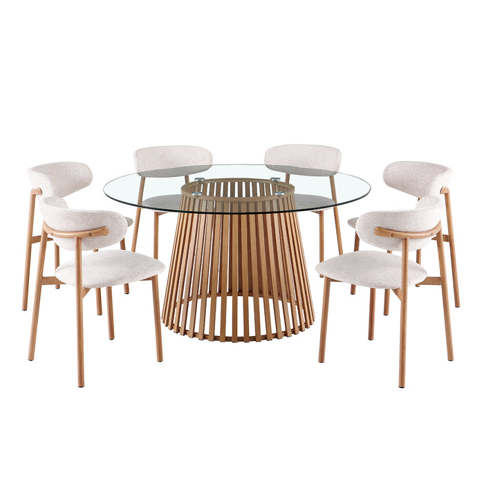 Comedor 6 Puestos Donato Beige, Natural Glass