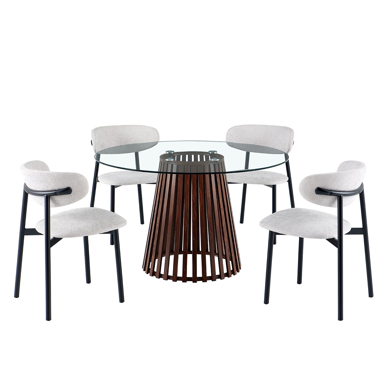 Comedor 4 Puestos Donato Beige, Natural Oscuro Glass