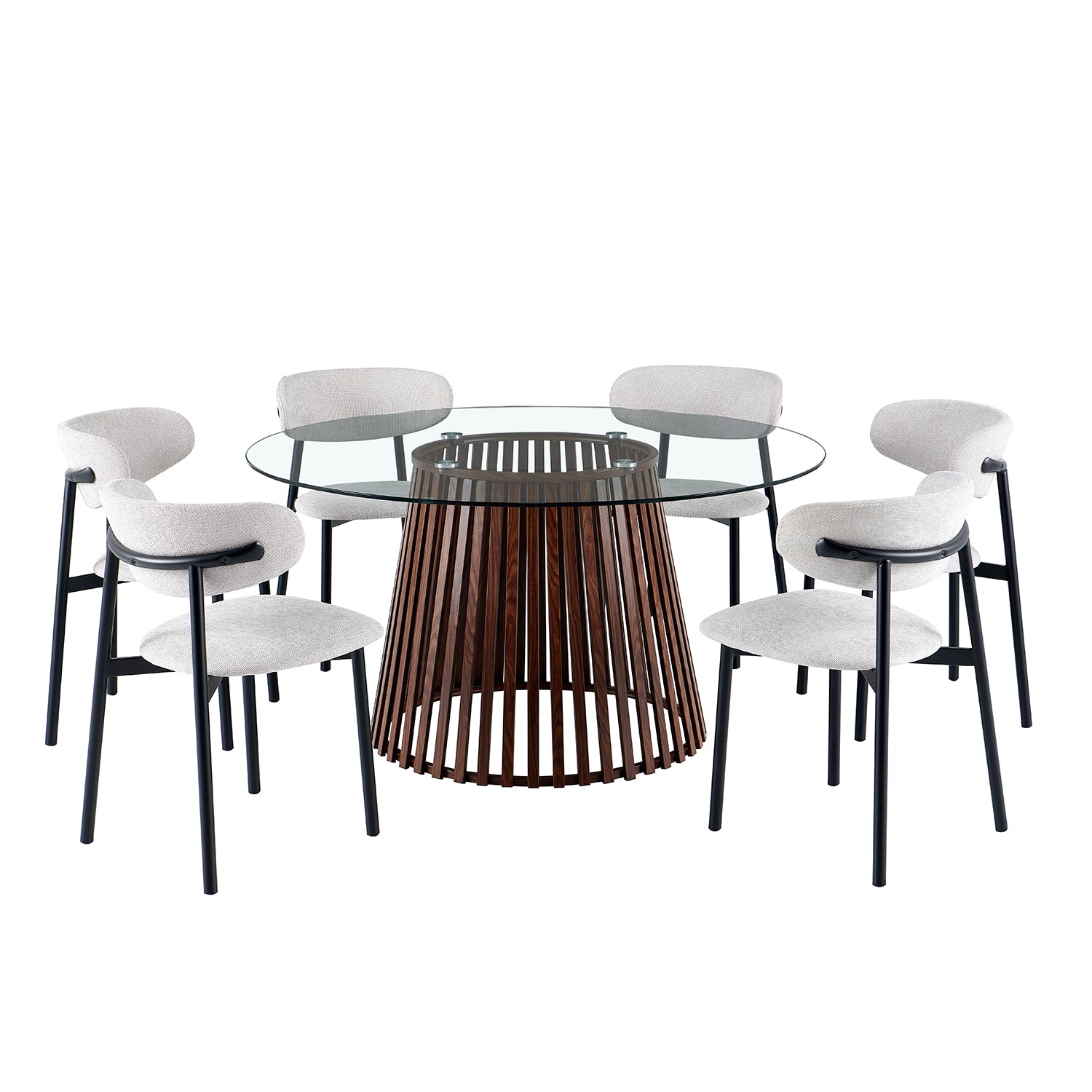 Comedor 6 Puestos Donato Beige, Natural Oscuro Glass