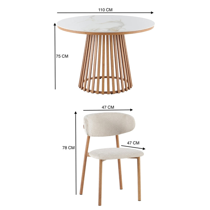 Comedor 4 Puestos Donato Beige, Natural Sinterizado