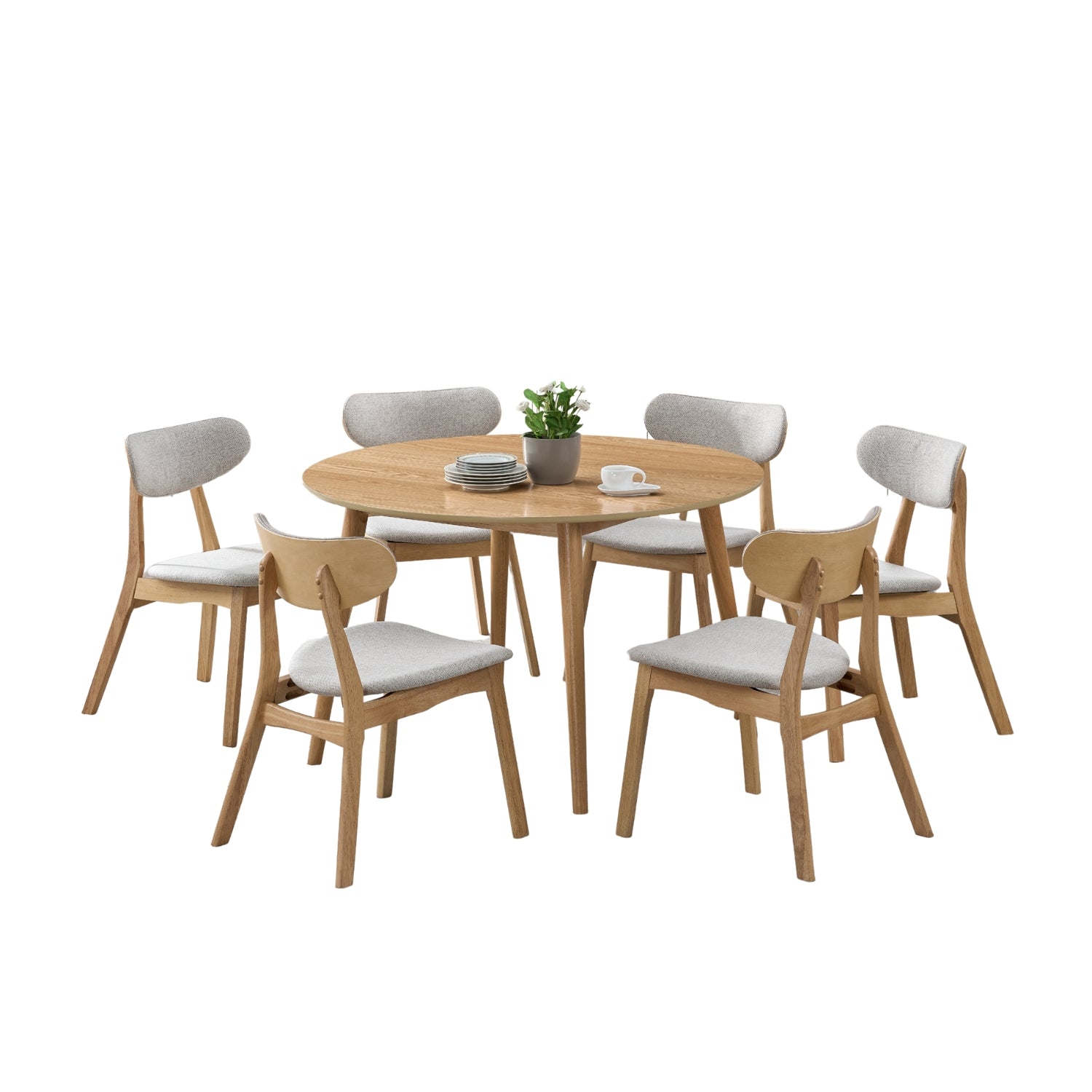 Comedor 6 Puestos Zoe Lino Beige, Natural
