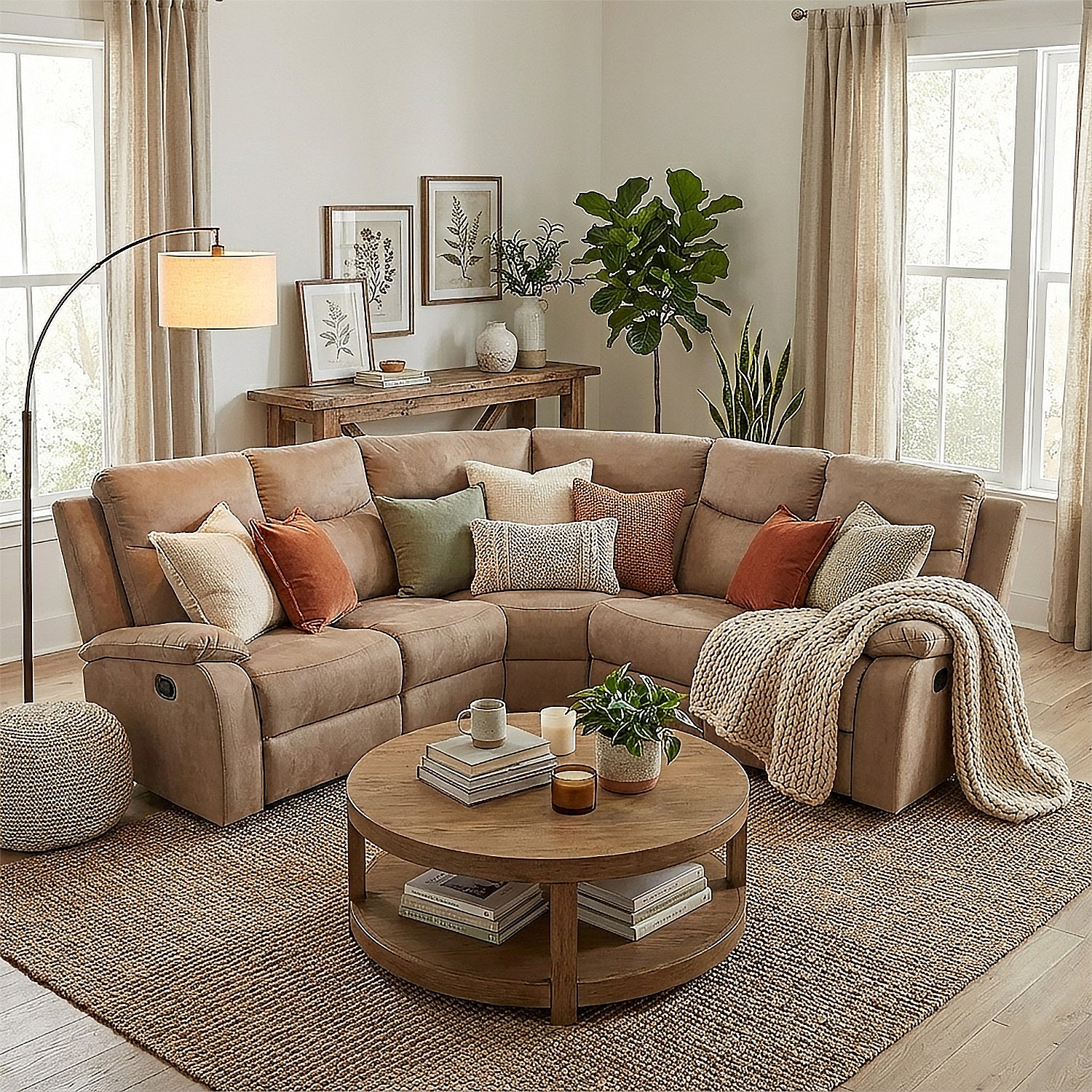 Sala Rinconera Reclinable Dallas Eurocuero Beige